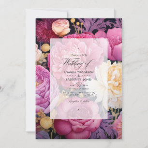 Pink and Gold Floral Wedding Invitation