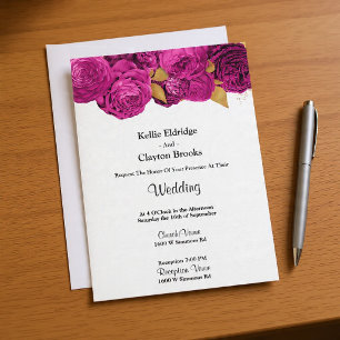 Pink And Gold Floral Wedding Invitation