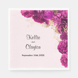 Pink And Gold Floral Wedding Napkins