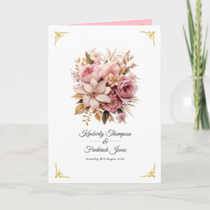 Pink and Gold Floral Wedding Programme
