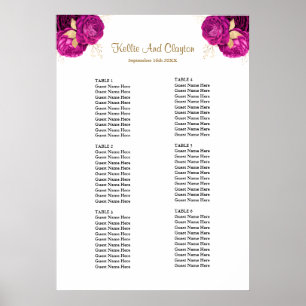 Pink And Gold Floral Wedding Seating Chart