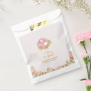 Pink and Gold Flower theme its a girl baby shower Favour Bags