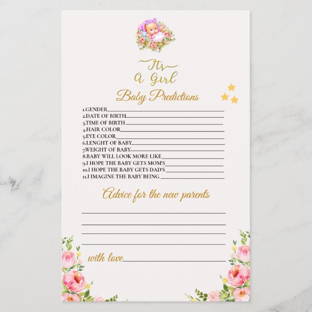 Pink and Gold Flower theme its a girl baby shower  Flyer (Front)