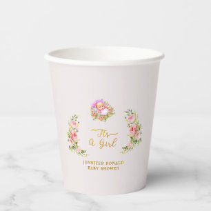 Pink and Gold Flower theme its a girl baby shower  Paper Cups