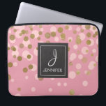 Pink and Gold Foil Confetti Elegant Monogram Laptop Sleeve<br><div class="desc">Pink and Faux Gold Foil Confetti Elegant Monogram Case. This case can be customised to include your initial and full name.</div>