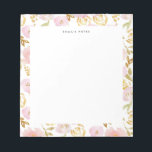 Pink and Gold Foil Floral Pattern Personalised Notepad<br><div class="desc">Customisable floral notepad. It features a floral pattern of pink watercolor flowers,  gold foil flowers and greenery accents. Personalise by adding names and other details This pink floral notepad is perfect as a gift.</div>