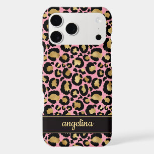Pink And Gold Foil Leopard Print Monogrammed
