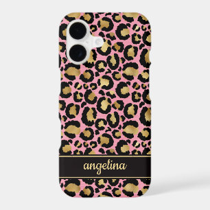 Pink And Gold Foil Leopard Print Monogrammed