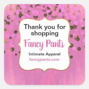 Pink and Gold Foil Look Business Branding Sticker