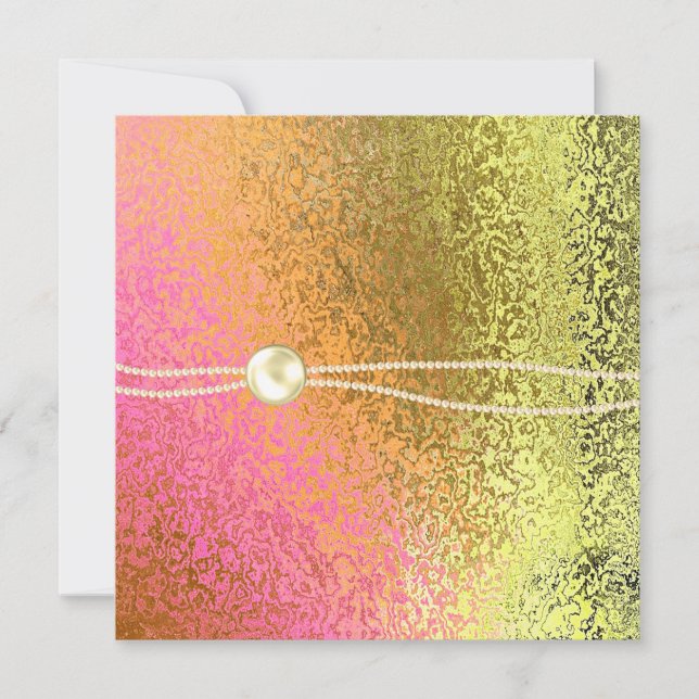 Pink and Gold Foil Look Ladies Birthday Invitation (Front)