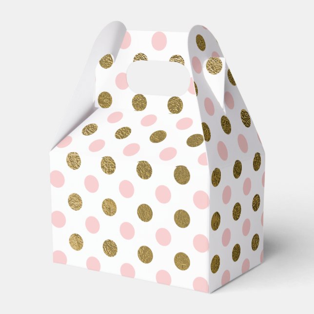 Pink and Gold Foil Polka Dot Pattern Favour Box (Back Side)