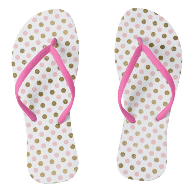 Pink and Gold Foil Polka Dot Pattern Jandals (Footbed)