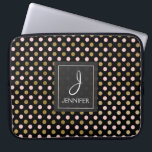 Pink and Gold Foil Polka Dot Pattern Monogram Laptop Sleeve<br><div class="desc">Pink,  Black and Faux Gold Foil Polka Dot  Pattern Elegant Monogram Case. This case can be customised to include your initial and full name.</div>