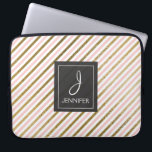 Pink and Gold Foil Stripe Elegant Monogram Laptop Sleeve<br><div class="desc">Pink and Faux Gold Foil Striped Elegant Monogram Case. This case can be customised to include your initial and full name.</div>