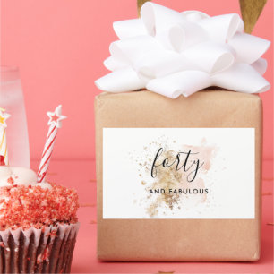 Pink And Gold Forty 40th Birthday  Rectangular Sticker