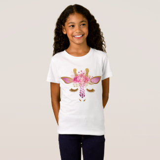 Pink and Gold Giraffe Girls T-Shirt