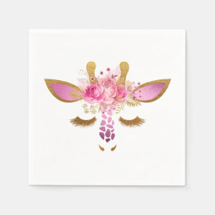 Pink and Gold Giraffe Napkins