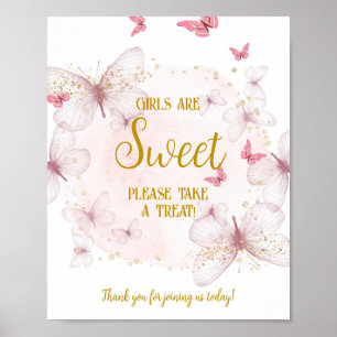 Pink and Gold Girl Baby Shower Dessert Table Sign