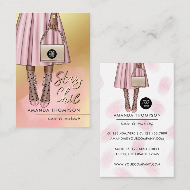 Pink and Gold Girly Business Card (Front/Back)