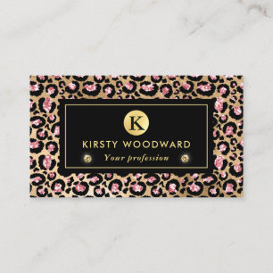 Pink and Gold Glam Leopard Spots Pattern Business Card