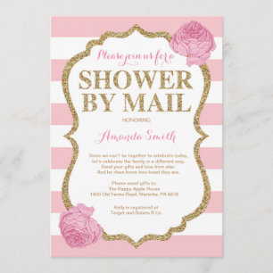 Pink and Gold Glitter Baby Shower by Mail Invitation