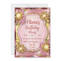 Pink and Gold Glitter Birthday Invite
