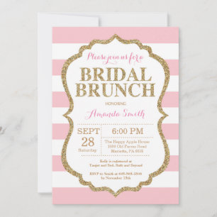 Pink and Gold Glitter Bridal Brunch Invitation