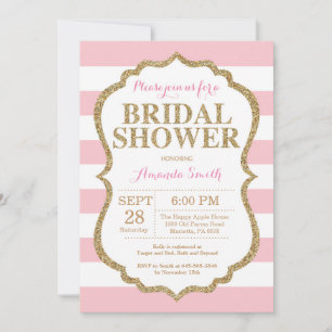 Pink and Gold Glitter Bridal Shower Invitation