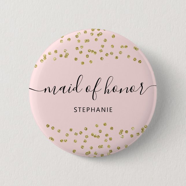 Pink and Gold Glitter bridesmaid  6 Cm Round Badge (Front)