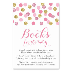 Pink and Gold Glitter Bring a Book Card Inserts
