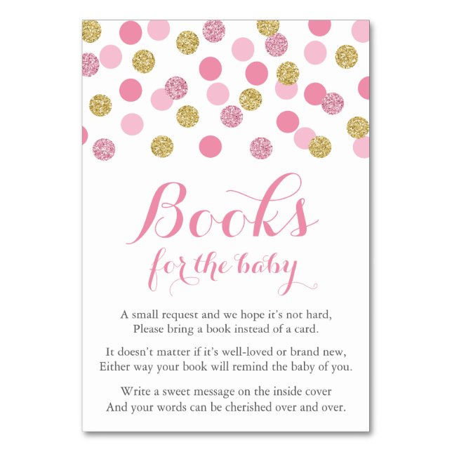 Pink and Gold Glitter Bring a Book Card Inserts (Front)
