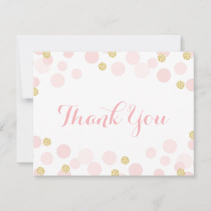 Pink and Gold Glitter Confetti Thank You Card
