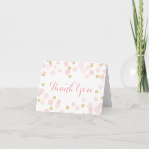 Pink and Gold Glitter Confetti Thank You Card