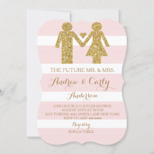 Pink and Gold Glitter Couples Bridal Shower Invitation