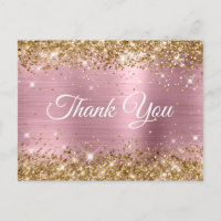 Pink and Gold Glitter Foil 40th Birthday Thank You