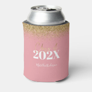 pink and gold glitter graduation class of 22 can cooler