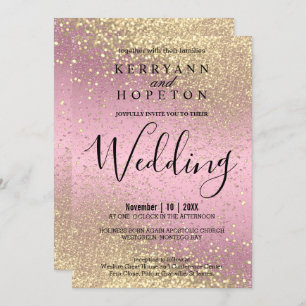 Pink and Gold Glitter  Invitation