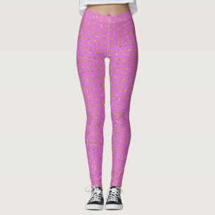 Pink and Gold Glitter Leggings