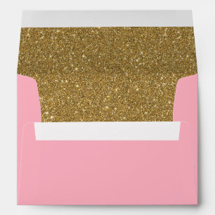 Pink and Gold Glitter Lined Envelope