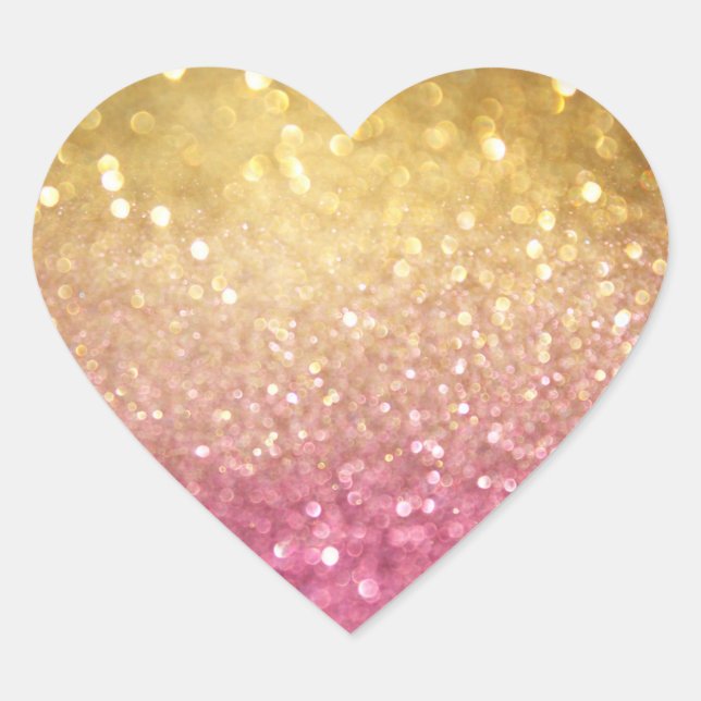 pink and gold glitter look heart sticker (Front)