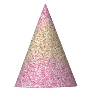 Pink and Gold Glitter Ombre Kids Birthday Party Hat