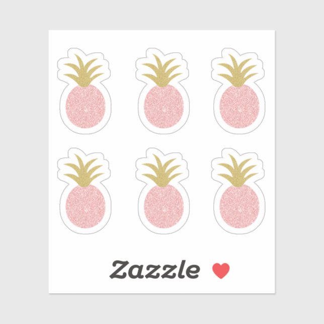 Pink and Gold Glitter Pineapple Stickers (Sheet)