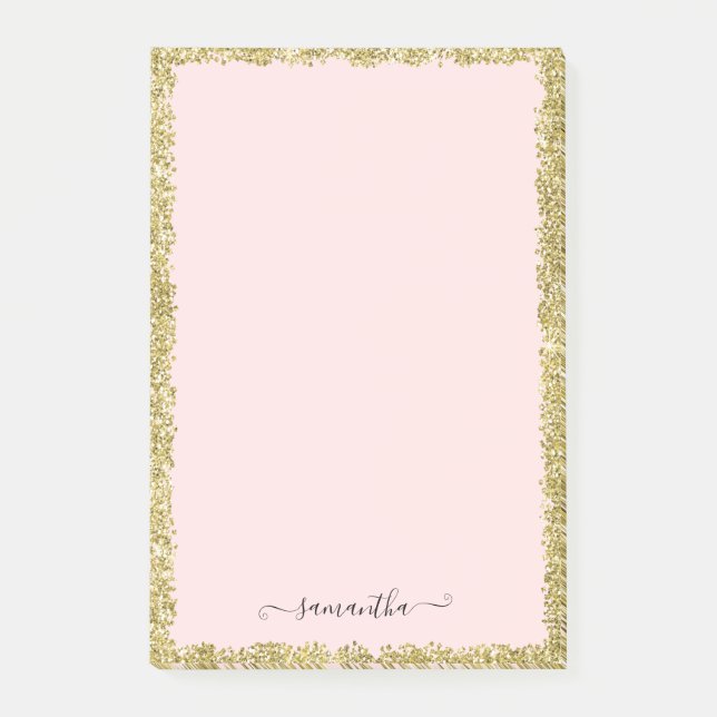 Pink and Gold Glitter Post-it Notes (Front)