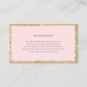 Pink and Gold Glitter Recipe Request Card
