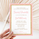 Pink and Gold Glitter Rectangle Bat Mitzvah Invitation<br><div class="desc">This trendy Bat Mitzvah invitation features sparkling faux glitter layered against a solid colour background. Use the template form to add your own information. The "Customise" feature can be used to change the font style,  colour and layout.</div>