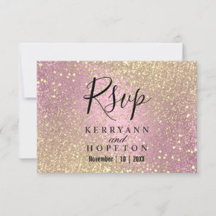 Pink and Gold Glitter - RSVP Card