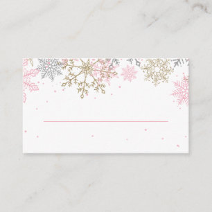 Pink and Gold Glitter Snowflake Place Cards