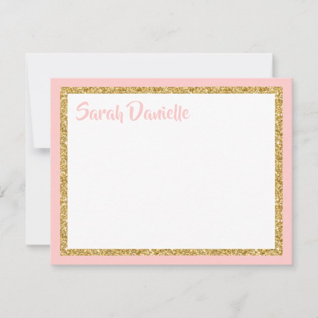 Pink and Gold Glitter Thank You Flat (Front)