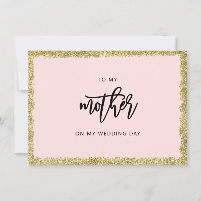 Pink and Gold Glitter To my mother wedding card (Front)