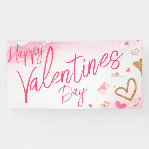 Pink and Gold Glitter Valentines Day Banner